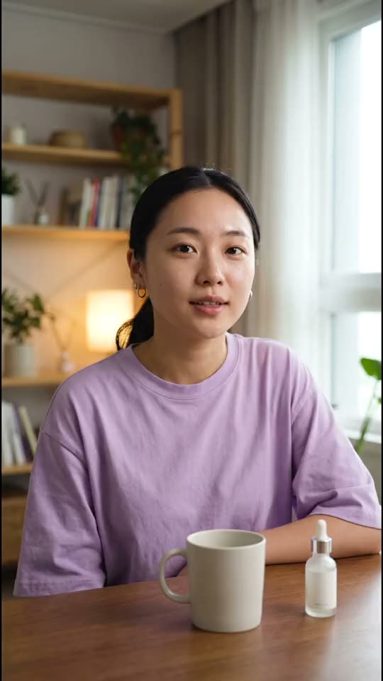 A 넘기는 시작: 안녕하세요 여러분 오늘은 제가 좀… 요즘 쓰는 세럼을 소개해 볼게요